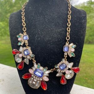 Vintage Loft Brass Tone Multicolor Rhinestone 20 Inch Fashion Necklace